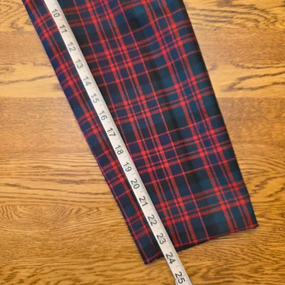 J. Crew Plaid 100% Wool lined Trousers Womens Size 28 Red Green Christmas Career - Picture 11 of 12